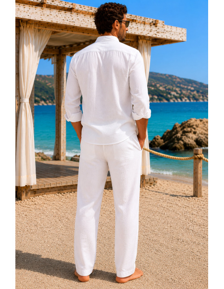Chemise en Lin, Leo, David DM-LEO-BLANC