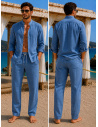 Linen shirt, Leo, David DM-LEO-BLEU