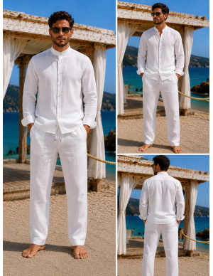 Pantalon en Lin, Nathan, David DM-NATHAN-BLANC