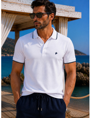 Polo Manches Courtes, Camerelle, David DM-CAMERELLE-B-BLANC