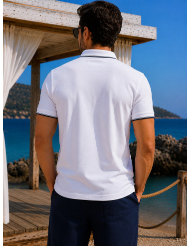 Polo Manches Courtes, Camerelle, David DM-CAMERELLE-B-BLANC