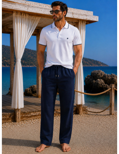 Linen Trousers, Nathan, David DM-NATHAN-MARINE