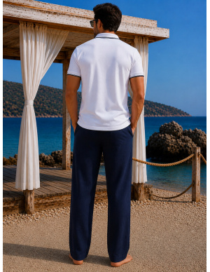 Pantalon en Lin, Nathan, David DM-NATHAN-MARINE 2