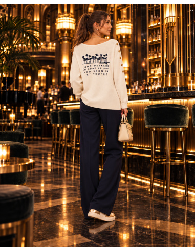 Pull - Taille Unique, New York - Beverly, PULLBEVEN-BLANC