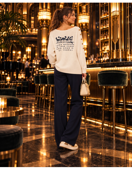 Pull - Taille Unique, New York - Beverly, PULLBEVEN-BLANC