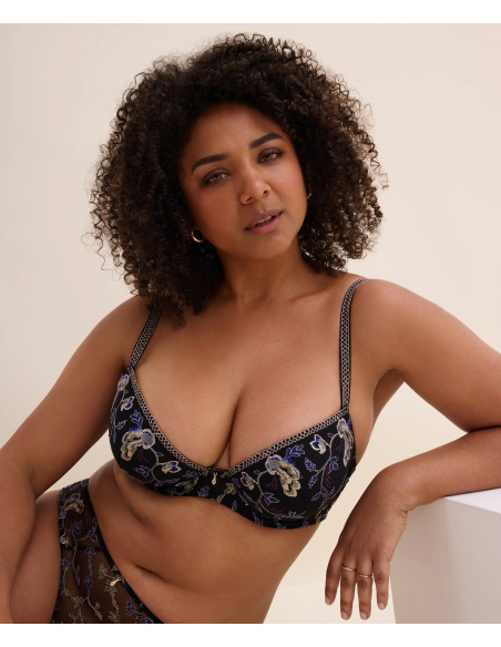 Soutien-Gorge Plunge Coques, Midnight Opéra-Persian Blue, Aubade 7DN08-PEBL