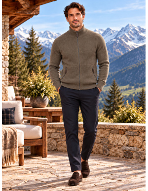 Blouson Zip 100% Cachemire, Estheme MEN7313H-2109 2